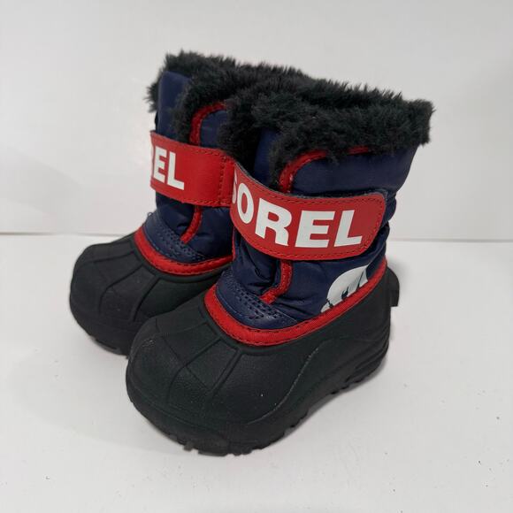 Sorel Commander Toddler Snow Boots Waterproof Blue Red Size 5 - Picture 1 of 5